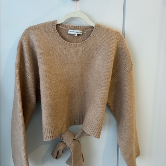 English Factory Tan Sweater with Blue Dress - Picture 8 of 10